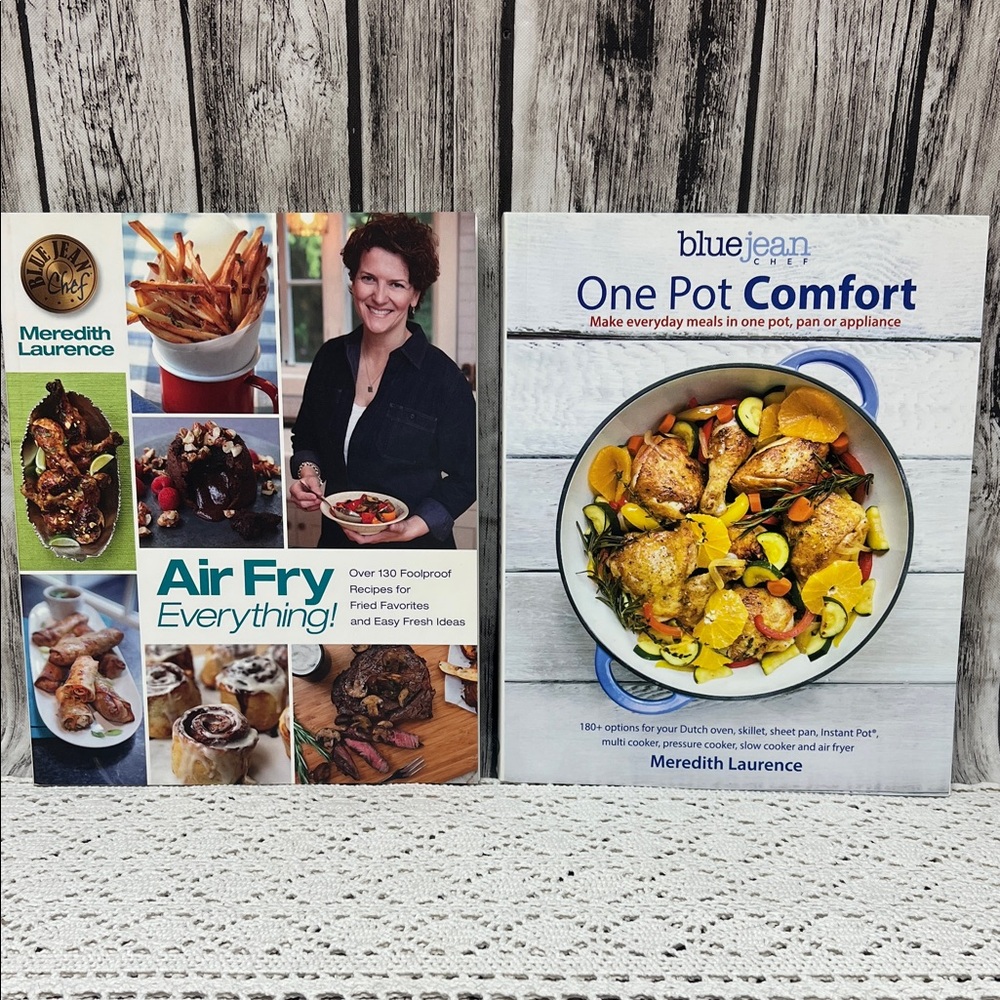 Set of 2 Meredith Laurence-“Blue Jean Chef”cookbooks. One Pot Comfort&Air Fry